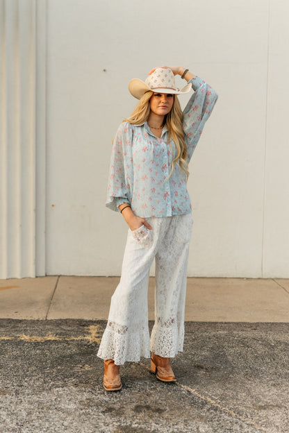 LACE RUFFLE PANT