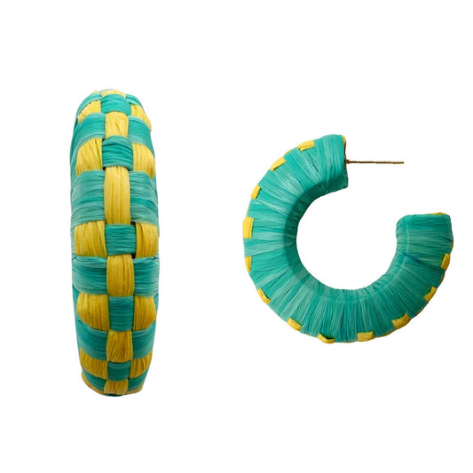 0158 T178 TURQ RATTAN HOOP ER