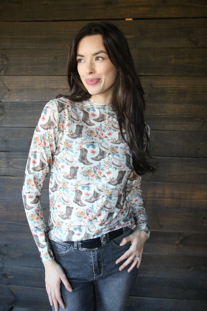 TH1221 FLORAL BOOTS MESH TOP (7 Piece)