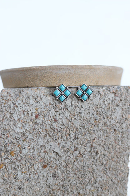1580 (1) DIAMOND SHAPED TURQ STUD EARRING