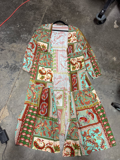TH6180 GREEN PAISLEY PATCHWORK KIMONO (7 PIECE)
