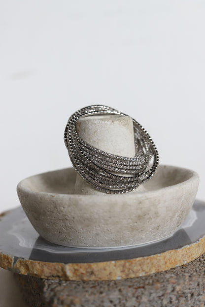 029 T162 SILVER/CRYSTAL BRACELET SET