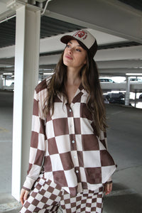 1305  BROWN CHECK MESH TOP