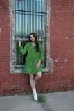 TH25 GREEN VELVET BOHO DRESS