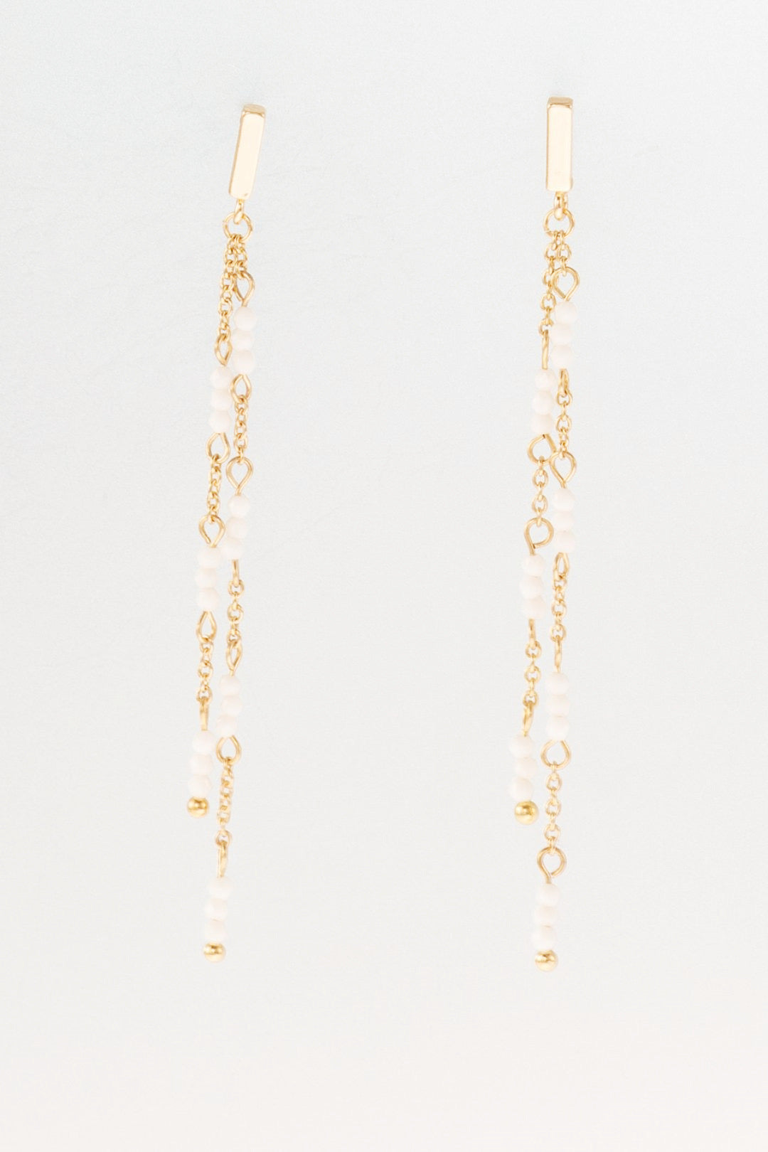 091 L39 IVORY 2 LINEAR DROP CRYSTAL EARRING