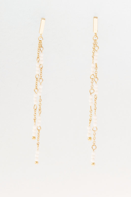 091 L39 IVORY 2 LINEAR DROP CRYSTAL EARRING