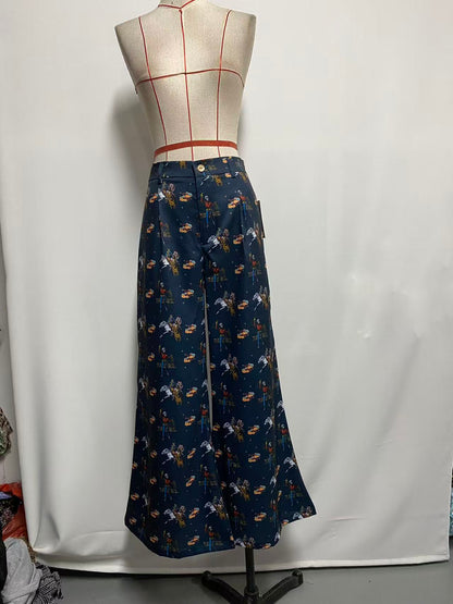 COWBOY PLAID WIDE LEGGED PANTS
