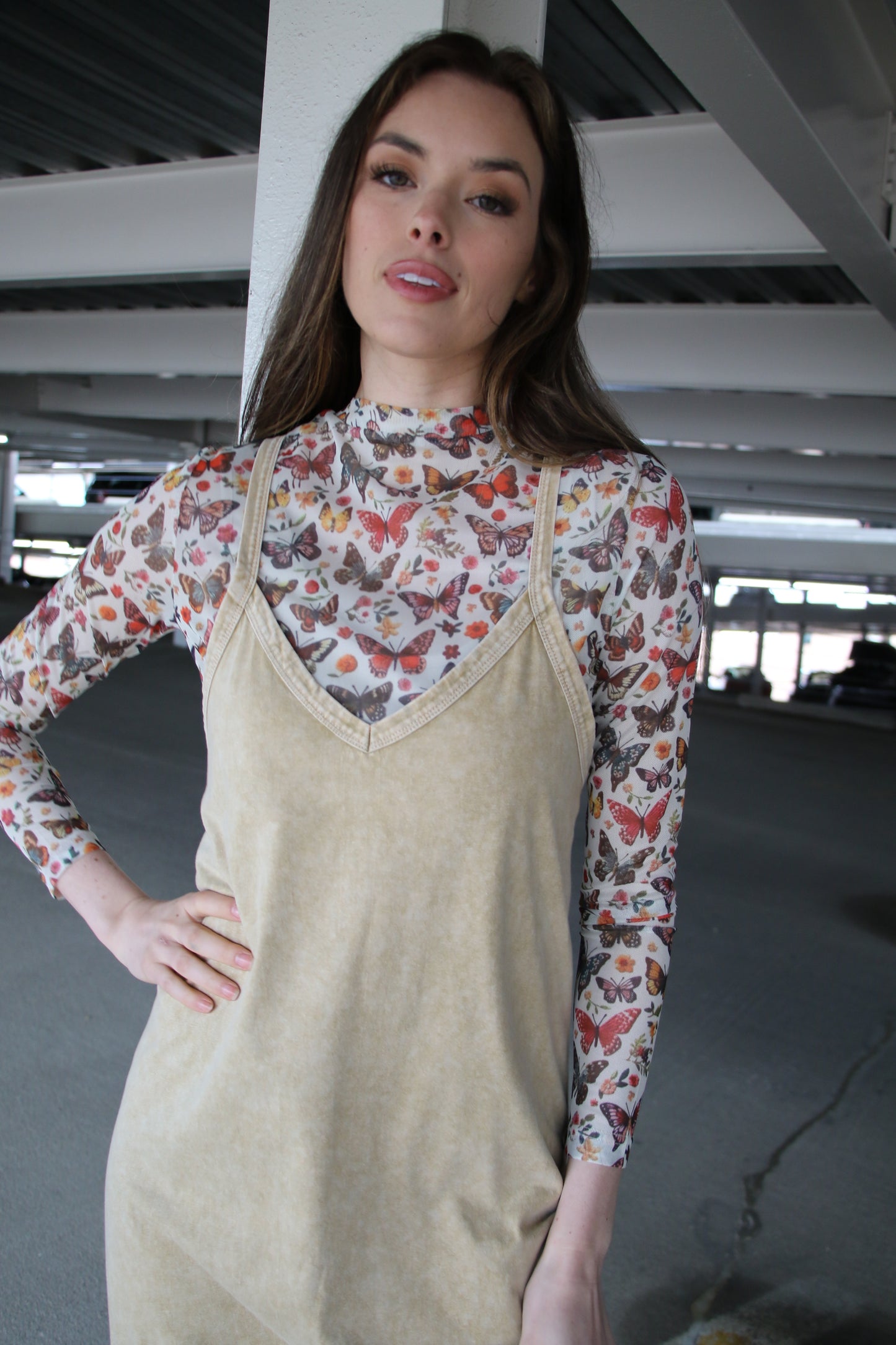 1408 VINTAGE TAN WASH TANK DRESS