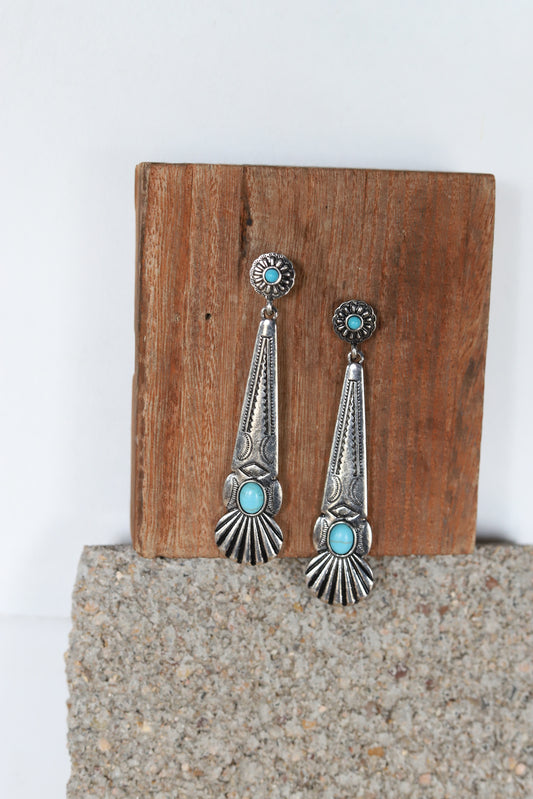 0246 R3-47 TURQUOISE LONG DROP EARRING