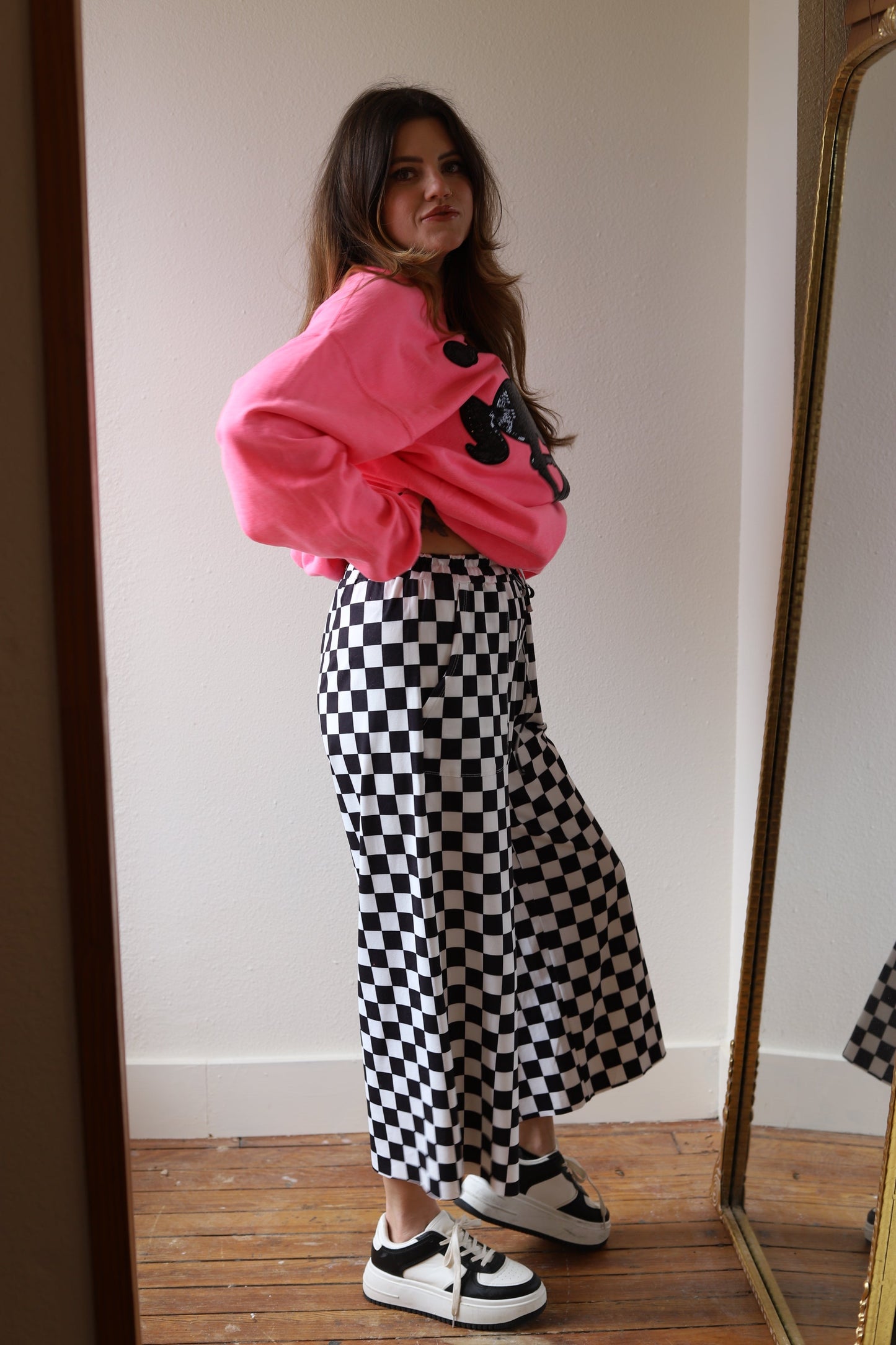 TH2108 S174 BLACK WHITE CHECK PANT (1 Piece)