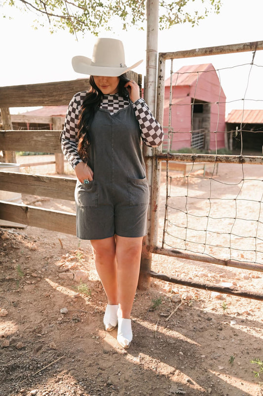 TH1406 S177 VINTAGE WASH BLACK SHORT ROMPER (1)