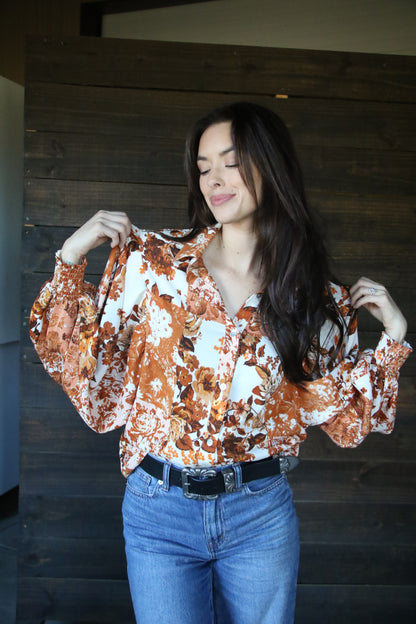 TH23 RUST FLORAL TOP (1 Piece)