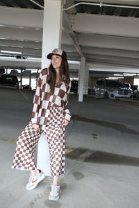 902 BROWN CHECKER MESH PANT