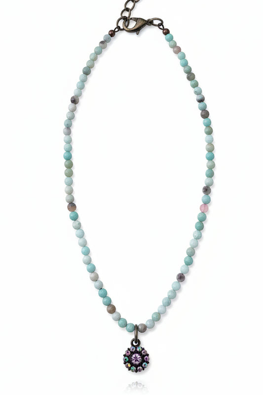 224261 BEAD CHOKER WITH FLOWER BLING CHARM NL