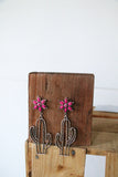 1523 H314 PINK WESTERN CACTUS EARRING