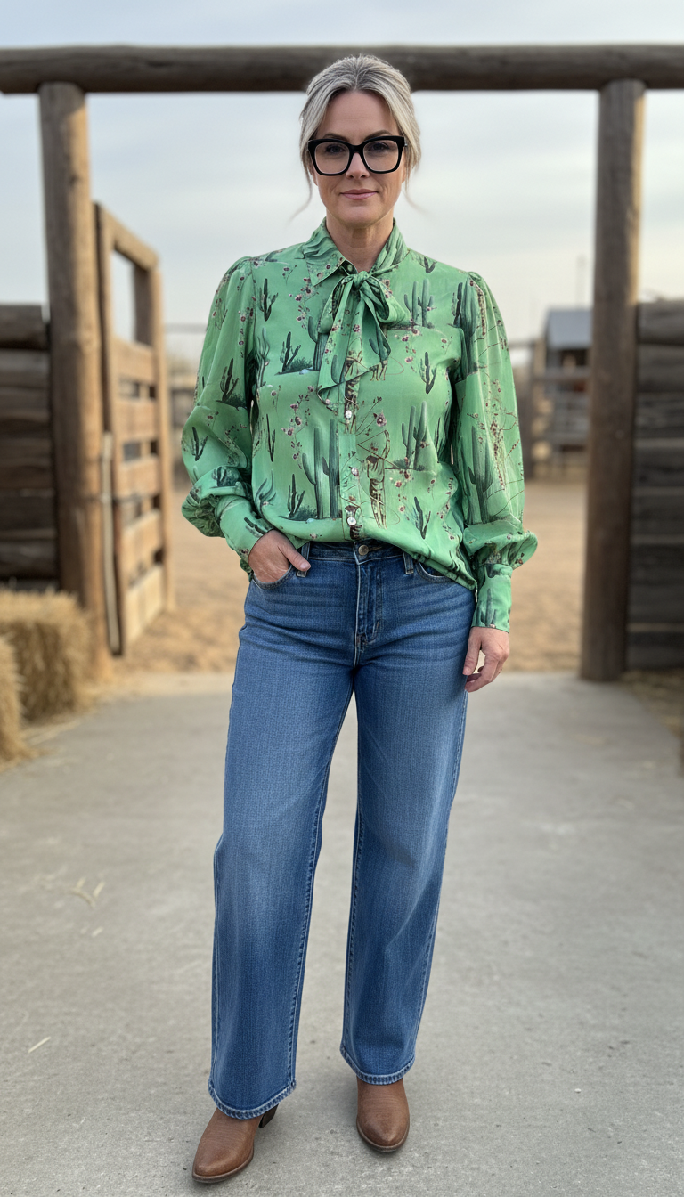 TH11 MESH GREEN CACTUS ROPING COWBOY(7 Piece)