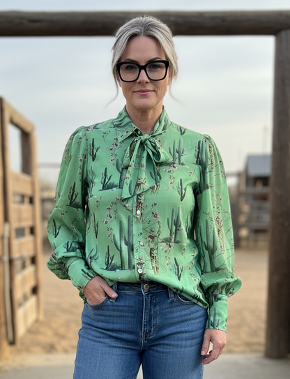 TH11 MESH GREEN CACTUS ROPING COWBOY(7 Piece)