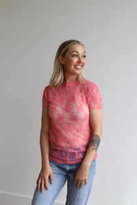 TH1224 PINK LACE SHORT SLEEVE TOPS (7 Piece)