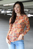 RTS TH1221 RETRO ORANGE FLORAL TOP