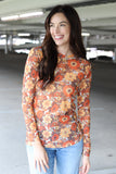 RTS TH1221 RETRO ORANGE FLORAL TOP