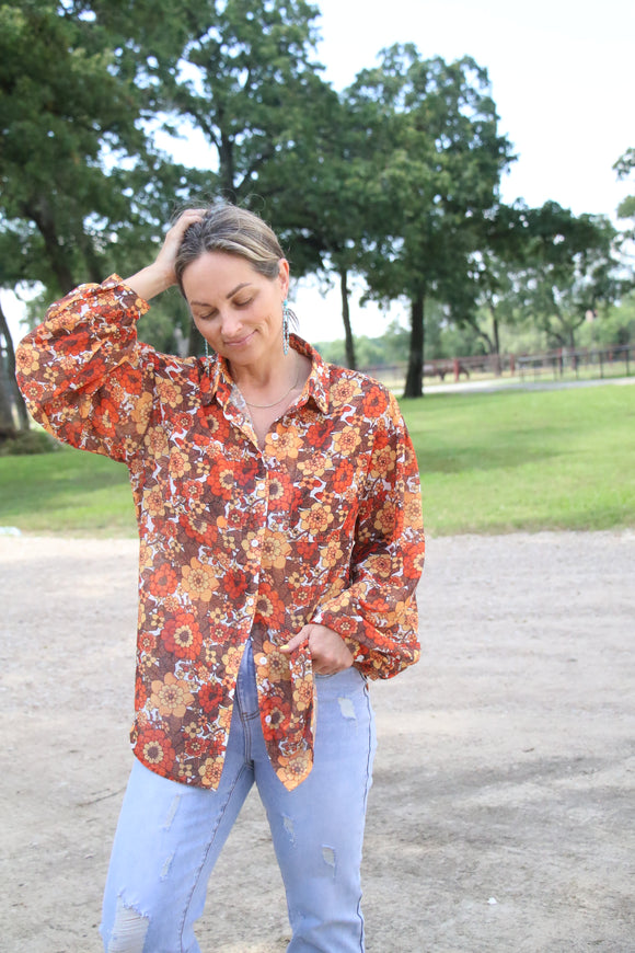 RTS TH2780 RETRO ORANGE BLOUSE