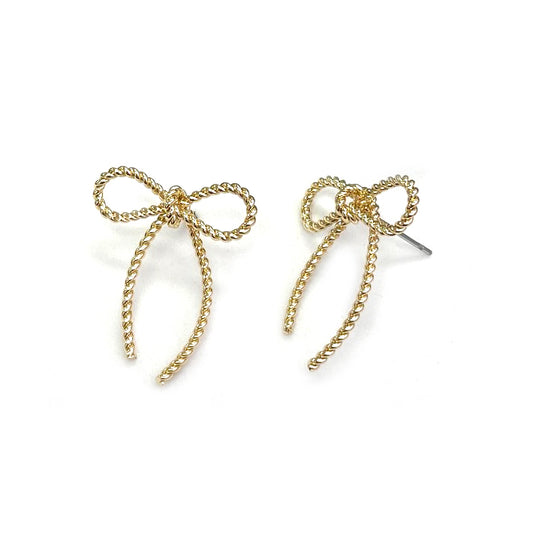 6208 R166 Gold-Tone Twisted Rope Bow Earrings