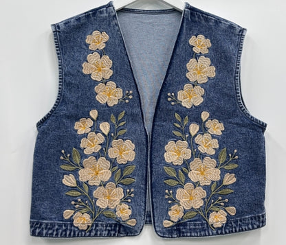 TH162 IVORY FLORAL VEST  (7 Piece)