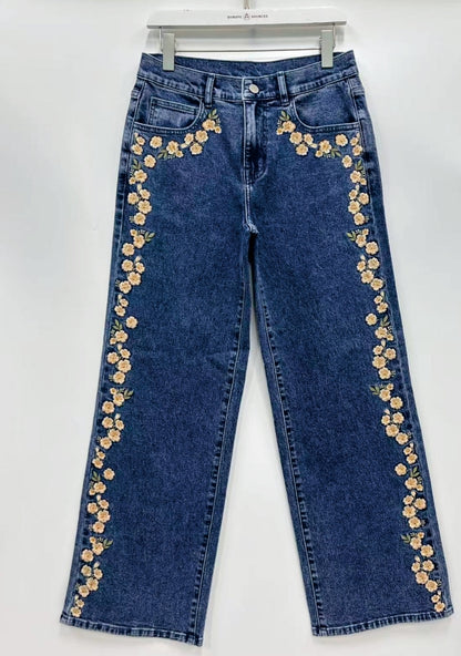 TH017 IVORY FLORAL EMBROIDERY JEAN (7 PIECES)