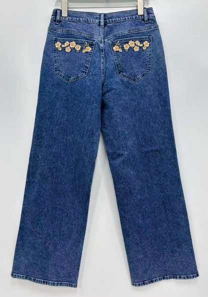 TH017 IVORY FLORAL EMBROIDERY JEAN (7 PIECES)