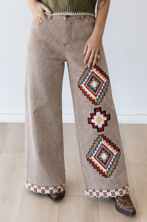 TH242 BROWN STRIPED AZTEC PANT (7 PIECE)