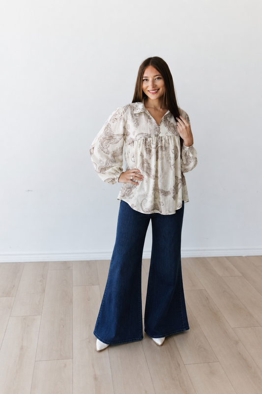 TH405 BOHO IVORY PAISLEY TOP (7 PIECE)