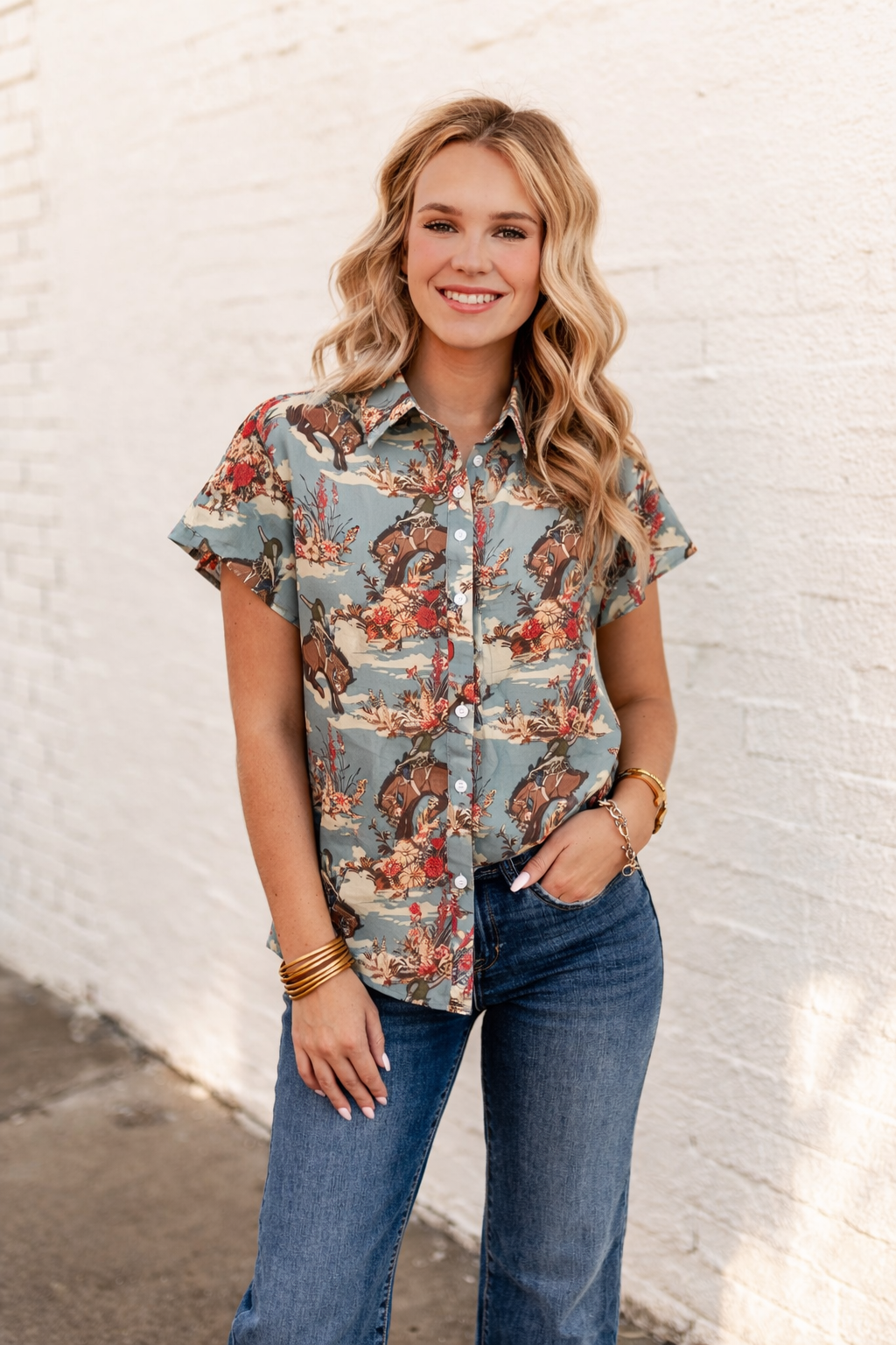 TH199 FLORAL BUCKING HORSE  (7 Piece)