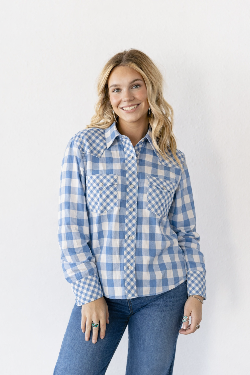 TH21 BLUE MIXED GINGHAM TOP (7 Pieces)