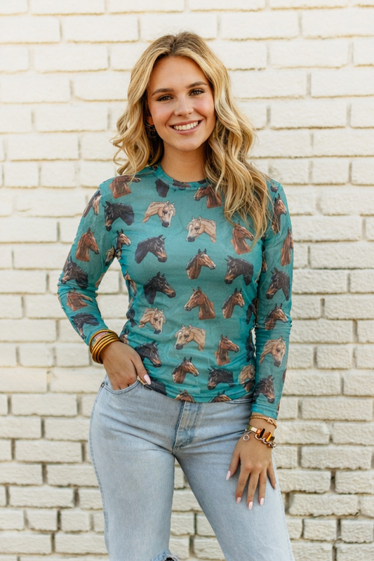 TH1221 TURQUOISE HORSE MESH TOP  (7 Piece)