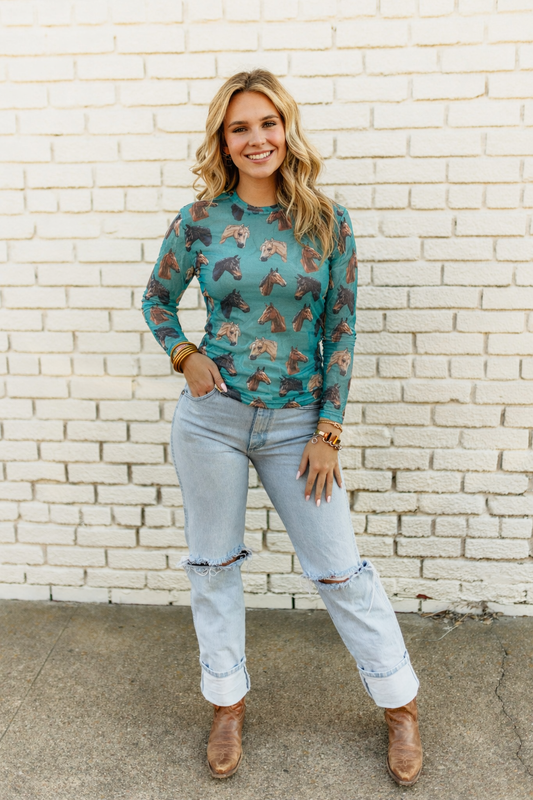 TH1221 TURQUOISE HORSE MESH TOP  (7 Piece)