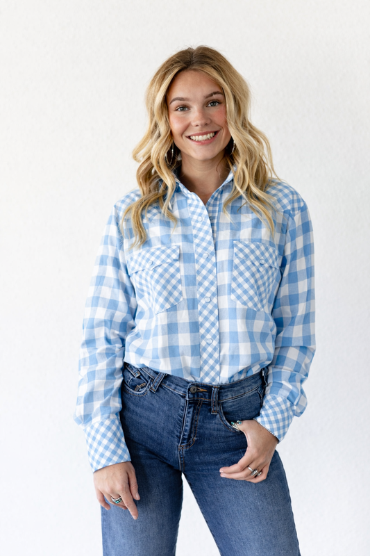 TH21 BLUE MIXED GINGHAM TOP (7 Pieces)