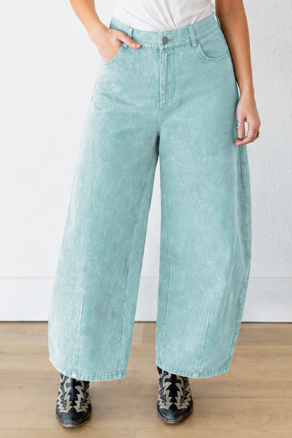 TH61 VINTAGE WASH TURQ WIDE LEGGED BARREL JEAN (7 PIECES)