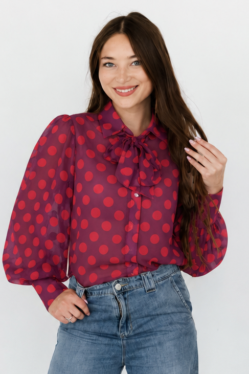 TH11-1  PLUM RED POKA DOT (7 PIECE)