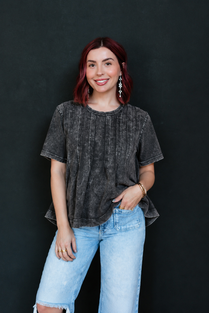 TH374 VINTAGE BLACK PLEATED SWING TOP (7 PIECE)