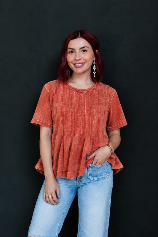 TH374 VINTAGE RUST  PLEATED SWING TOP (7 PIECE)