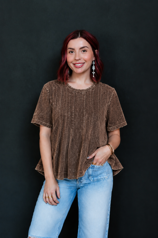 TH374 VINTAGE BROWN PLEATED SWING TOP (7 PIECE)