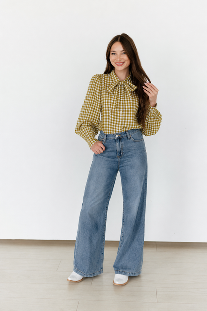 TH11-1  DIJON GINGHAM TOP WITH TIE (7 PIECE)