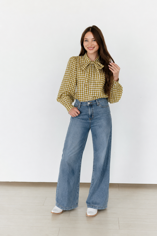 TH11-1  DIJON GINGHAM TOP WITH TIE (7 PIECE)