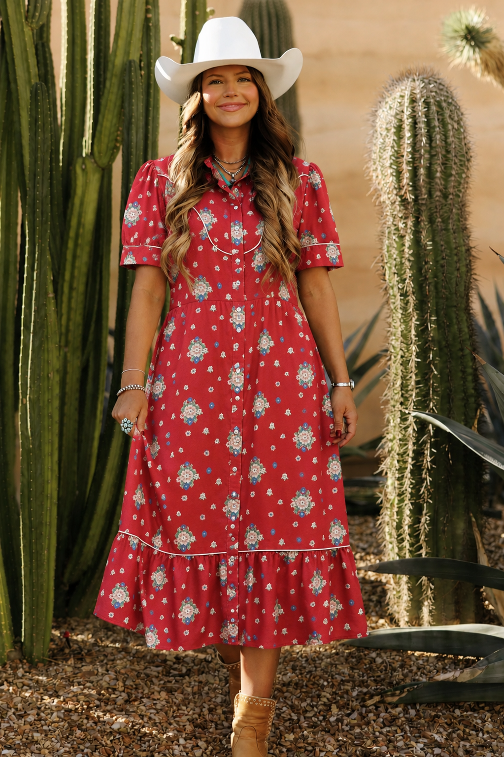 TH2409 RED FLORAL DRESS (7 PIECE)
