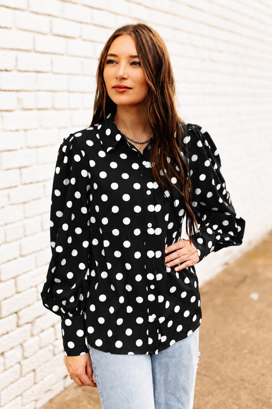 TH11 BLACK POLKA DOT BLOUSE  (7 Piece)