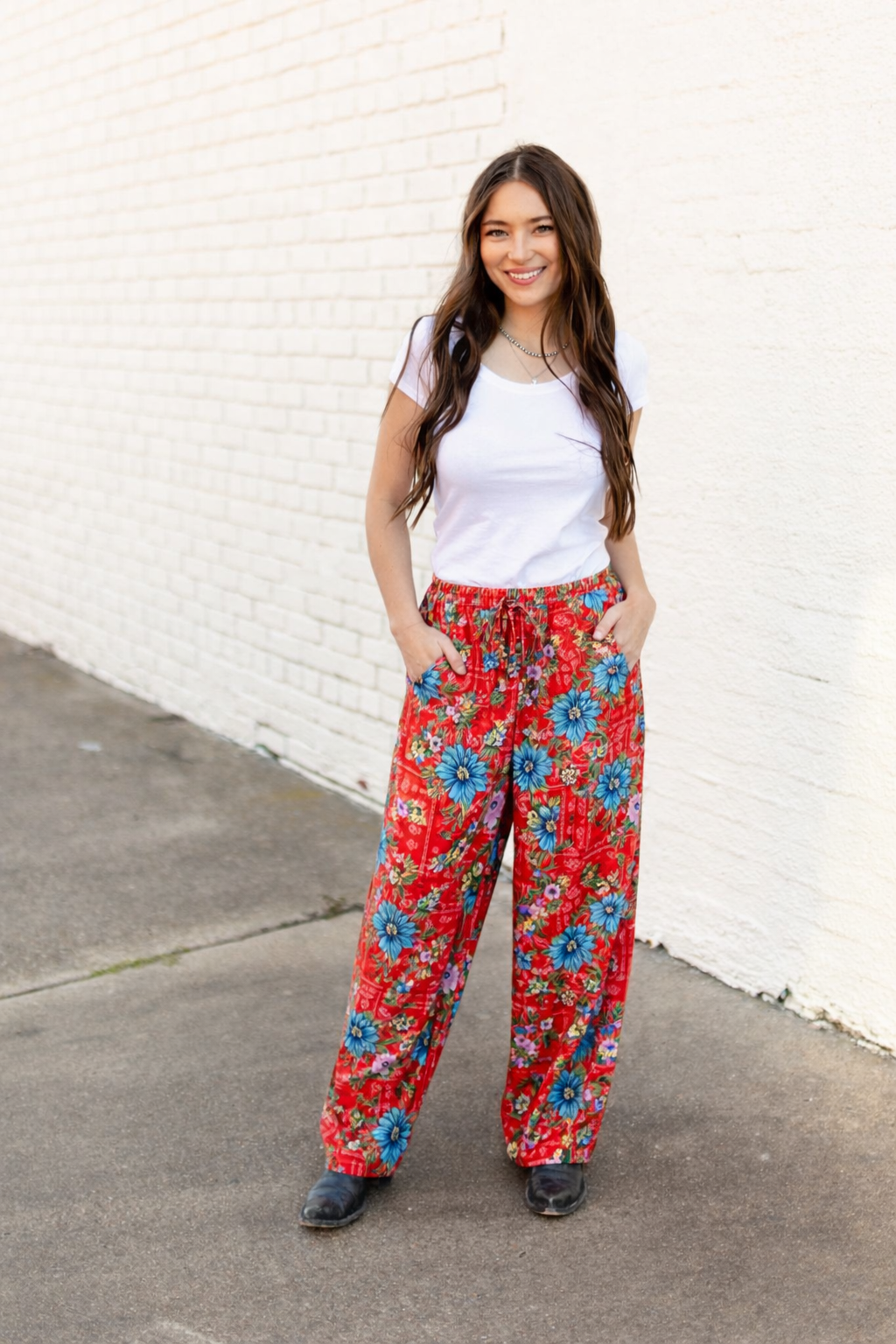 TH2109 FLORAL RED BANDANA