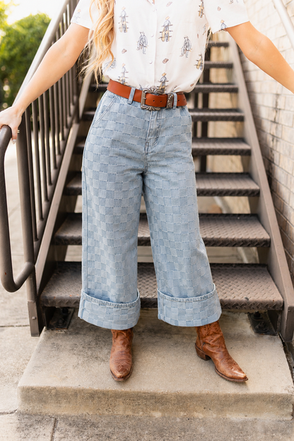 TH201 CHECKER CUFF DENIM JEAN (7 PIECES)