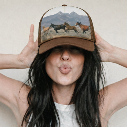 Wild Horses Trucker Hat – Brown