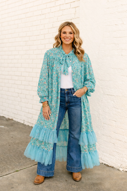 TH5008 BLUE FLORAL TIE KIMONO (6 Piece)