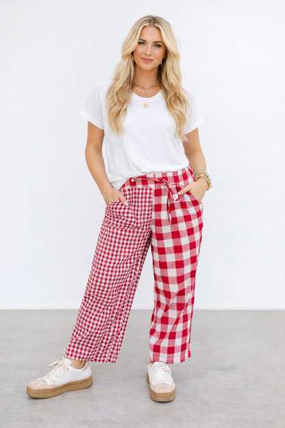 TH2109 MIXED RED GINGHAM PANT  (7 Pieces)